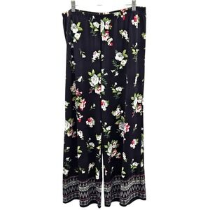 Joan Rivers Multicolor‎ Floral Wide-Leg Pallazo Pants Size Large